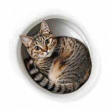 1pc Funny Toilet Bathroom Decor - Cute Tabby Cat Design, Self-Adhesive Vinyl Sticker Suitable For Bathroom Wall, Toilet Seat - Perfect Gift For Cat Lovers And Home Decor, Humorous Art, Removable Sticker Decal - Cute Tabby Cat - View 6