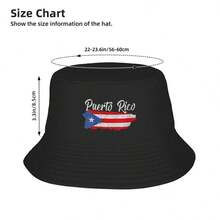 1pc Puerto Rico Flag2026 New Arrival New Product Retro Fisherman Hat Unisex Various Colors Available Polyester Suitable Hiking Suitable Sports Outdoor With Fashionable Print Hop Any Occasion - 黑色 - 查看 4