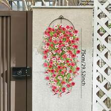 4 Stücke lebendiger künstlicher Hängender Blumenstrauß, hergestellt aus verschiedenen Farben und dichten Eukalyptusblättern, Kunststoffkonstruktion geeignet für den Außenbereich, wartungsfreies Design, ideal für Inneneinrichtung, Hochzeiten, Feste und Feiertage. - 4 Stück – Rosa - Übersicht 2
