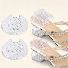 1 Pair Transparent Silicone Granule Shock-Absorbing Soft Self-Adhesive Anti-Friction Heel Pads, Suitable For High Heels, Sandals And Slip-Resistant Heel Cushions - Clear - View 1