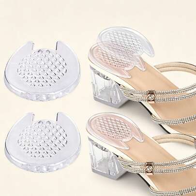 1 Pair Transparent Silicone Granule Shock-Absorbing Soft Self-Adhesive Anti-Friction Heel Pads, Suitable For High Heels, Sandals And Slip-Resistant Heel Cushions