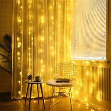 1 Pack LED Classic Style Fairy Window Curtain Lights, USB Powered With Remote Control, Multiple Lighting Modes, Suitable For Wedding, Christmas, Halloween, Ramadan, Valentine's Day, Bedroom, Indoor Decor - Warm White/Multi-Color/White/Pink/Blue/Purple (Remote Control Batteries Not Included) - USB Curtain Light String - View 5