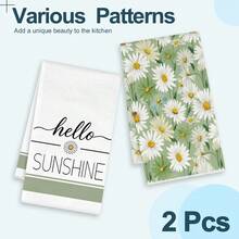 2pcs Kitchen Towels, Modern Kitchen Utensils Watercolor Green Leaf Floral Pattern Microfiber, 40*60cm Single-Sided Printed Dish Towels, Suitable For Restaurant Kitchen, Holiday Gift - Multicolor - View 6