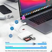 Plug And Play Universal Card Reader, Camera Multi-Storage Adapter, SD/TF Card Slot/USB3.0/Type-C/Lighting OTG USB Camera Card Reader & Viewer, Compatible With IPhone, - View 7