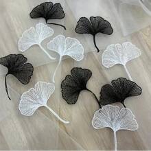 5pcs Black & White Water-Soluble Lace Ginkgo Leaf Embroidered Patches, Hollow Out DIY Decorative Accessories - Lace Appliqué - View 8
