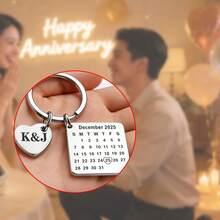 Personalized Calendar Keychain, Cute Calendar Key Chain With Heart Pendant, Stainless Steel Jewelry, Birthday Gift, Anniversary Gift, Mother's Day Gift, Wedding Accessory Gift - Multicolor - View 4