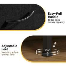 Organizador de almacenamiento multifuncional, elegante armario de 3 cajones con contenedores de tela extraíbles para dormitorio, sala de estar, armario, entrada, pasillo, lavandería - Color negro + vintage - Ver 7