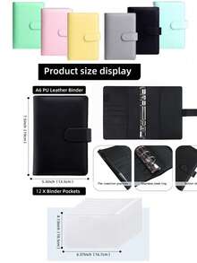 A6 Budget Binder,,Soft PU Leather Notebook Binder With 12 A6 Zipper Envelopes For Budgeting And Saving - Multicolor - View 8