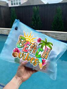 Transparent File Bag, Pvc Mesh Zipper Bag, A4 Data Bag With Beach Element Pattern, File Organizer - Transparent Plastic Envelope For Paper, Folders, Notebooks, Stationery - Perfect For Offices, Schools, Families, Travel - Waterproof Reusable Mesh Bag For Teachers, Students, Professionals - Perfect For Letter Paper, Homework, Receipts, Artworks - Lightweight And Transparent Storage Box, Inspection Bag, Project Folder, Mesh File Wallet - Multicolor - View 2