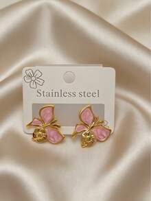 1 Pair 304 Stainless Steel Butterfly Drop Earrings For Women, Delicate, Luxury, Elegant, Retro, Suitable For Daily Wear, Outings, Mother's Day Gift - Butterfly - View 5