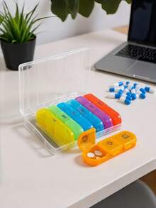 Organizador de pastillas vitamínicas diarias grande, adecuado para aceite de pescado y suplementos de complejo B - Ver 2