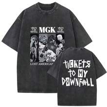 Rapper MGK Lost Americana Tour 2026 T-Shirts Vintage Washed Graphic T Shirt 's Hip Hop Short Sleeve T-Shirt - 25 - Xem 1