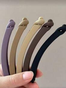 5个黑色/卡其色/棕色 4.33英寸轻巧塑料香蕉发夹，简约纯色，适合日常佩戴、派对、工作，也适合洗脸和淋浴时固定发型，可搭配妆容和服装，是秋季时尚、旅行沙滩、节日和生日的理想发饰。 - 彩色 - 查看 5