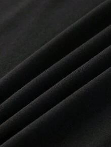 Camiseta con estampado de letra de cuello redondo - Negro - Ver 5