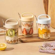 1 hộp đựng cháo yến mạch 450ml có nắp, hộp đựng sữa chua nhiều lớp kiểu hũ Mason có nắp đậy, hộp đựng thức ăn chuẩn bị sẵn chống rò rỉ, hũ chia ngăn để đựng yến mạch, salad, sữa chua, thích hợp cho du lịch, văn phòng, trường học. - Nhiều màu - Xem 1