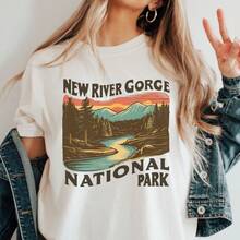 New River Gorge National Park  Shirt, West Virginia Shirt, National Park Tee, Mountain Shirts Travel Tee Explore America Tee, - trắng - Xem 2