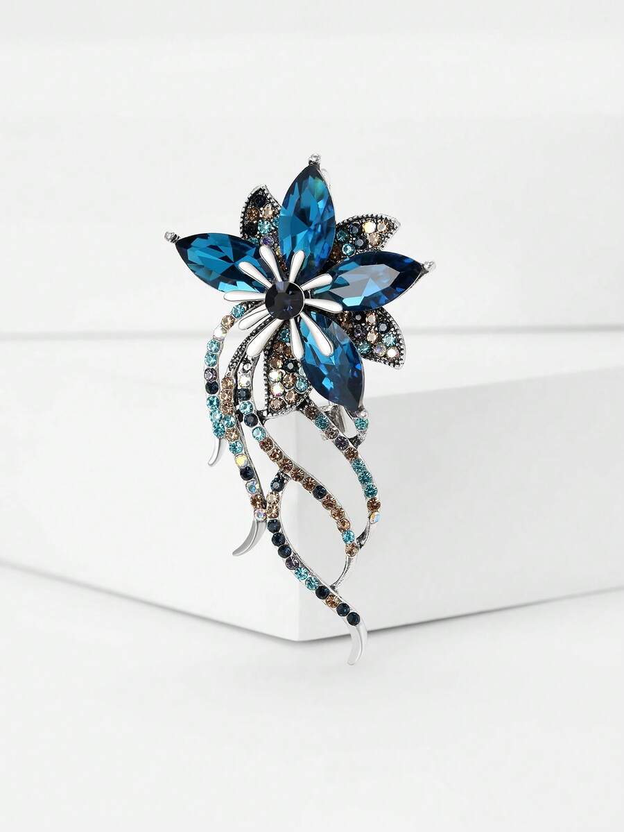 Luxury Rhinestone Flower Brooches - Lapel Pins For Women Unisex Casual ...