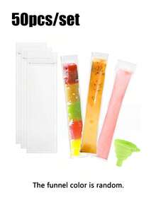 100pcs Long Ice Cream Bags, Suitable For Vegetables/Juices, Fruit Purees, Ice Cream, Frozen Fruits, Can Be Sealed At Low Temperatures, DIY Ice Cream Bags And Food Packaging Bags,Crushed Ice Bags, Transparent Self-Sealing Lollipop Ice Bags - Multicolor - View 8