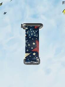 藍色背景白藍紅星圖案中性時尚矽膠錶帶，適用於 38mm 40mm 41mm 42mm 44mm 45mm 46mm 49mm，適用於 Series Ultra/S11/S10/SE/8/7/6/5/4/3/2/1 - 彩色 - 查看 4