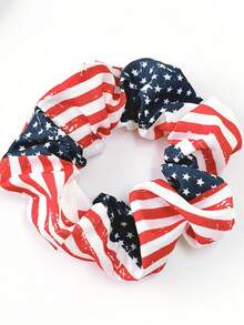 1pc Independence Day Style American Flag & Star Pattern Hair Scrunchie, Fashionable Personalized Gift Suitable For Daily Wear, Perfect For Party And Holiday, Versatile Accessory For Women Casual And Vacation,Festival,Birthday - Multicolor - View 6