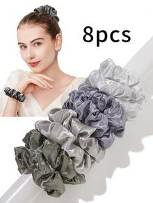 6/8/12pcs Ombre Reflective Fabric Scrunchies, Versatile Hair Accessories For Daily Wear - Multicolor - View 15