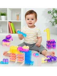 40pcs Sensory Soft Building Blocks Toys, Montessori Tactile Toy Set For Toddlers, Squeezable And Stretchable Early Learning Construction Toys, Creative Puzzle Building Blocks Game - Multicolor - View 10
