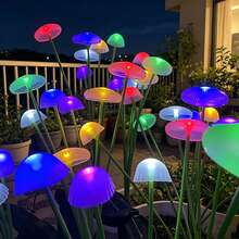 1pc Outdoor Solar Jellyfish Garden Light, Colorful LED Solar Powered Mushroom Flower Landscape Light, Suitable For Outdoor Patio, Walkway, Garden, Corridor, Backyard, Lawn, Decorative Gift - Mushroom - View 2