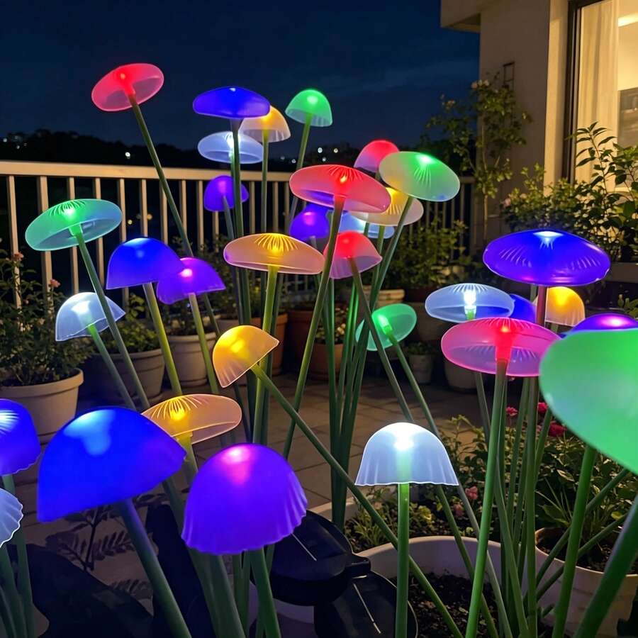 1pc Outdoor Solar Jellyfish Garden Light, Colorful LED Solar Powered Mushroom Flower Landscape Light, Suitable For Outdoor Patio, Walkway, Garden, Corridor, Backyard, Lawn, Decorative Gift