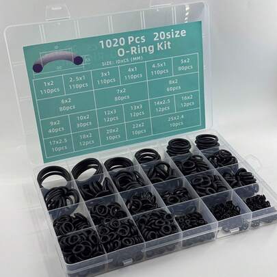 1020pcs Boxed Nitrile O-Ring Repair Kit Sealing Ring Set For Car Repair Faucets Pipes Air Gas Seal O-Ring Repair Kit