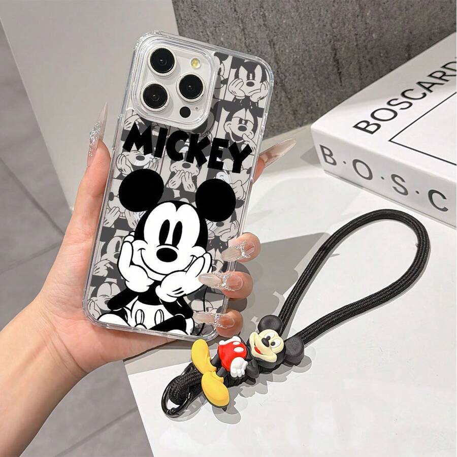 This Disney Mickey Mouse Pattern Lanyard Phone Case Features A Strong Magnetic Closure And Full Coverage Of Acrylic And TPU Material. It's Shockproof, Lightweight, And Suitable For IPhone17/16/11/13/15/15 Plus/15 Pro/15 Pro Max/12/14 Pro Max/11 Pro Max/12 Pro/12 Pro Max/13. It's A Popular Birthday Gift, Business Gift, Durable, Stain-Resistant, And Fingerprint-Resistant New Phone Case For Men And Women. It Also Includes A Mickey Mouse Phone Case And Mickey Mouse Doll Bracelet. Compatible With SamsungGalaxy S20, S21, S22, S23, And S24 Series. It's The Perfect Gift For Friends And Family. This Stylish Phone Case Is Fun, Lightweight, And Durable. IPhone17 Pro Max Phone Case, Minnie Phone Case. - 無色 - 查看 1