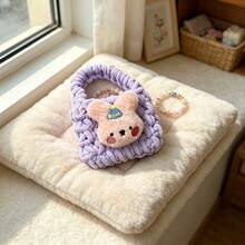 1pc Cute Rabbit Plush Knitted Earphone Storage Case, Bracelet Storage Bag, Handmade Protective Pouch, Anti-Drop Earphone Bag (Girl Version) - Multicolor - View 3