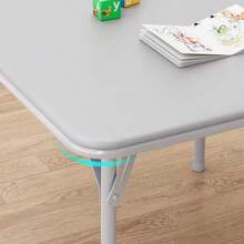 Juego De Mesa y 2 Sillas Plegables Para Niños Set Infantil Cuadrado Acolchado De Tactopiel y Estructura De Metal Muebles De Actividades Seguros Para Guardería o Cuarto De Juegos No Requiere Armado - Gris - Ver 8