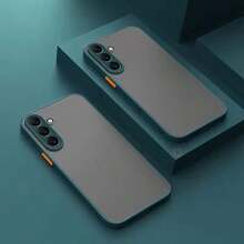 适用于三星 Galaxy S26 S26+ S26Ultra、S25 S24 S23 S22 S21 A17 A37 A57 A16 A26 A36 A56 A15 A25 A35 A55 A14 A34 A54 A53 A52 的磨砂硬壳手机壳，带自粘卡槽 - 墨綠色 - 查看 4