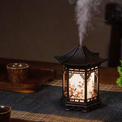 Chinese Pavilion Ultrasonic Humidifier - USB Powered Air Humidifier, Modern Asian Decor Nightlight Suitable For Home, Office Or Meditation Room - Elegant Tabletop Or Floor Standing Design, Office Humidifier, Stylish Nightlight