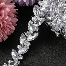 1pc 35.43 Inch Crystal Rhinestone Sewing Craft Chain, Elegant Minimalist Body Chain, Luxury Rhinestone Decor Chain, Claw Chain, Crystal Rhinestone Chain, Shiny DIY Decor, Clothing Decor Diamond Shoulder Strap Adjustable Crystal Shoulder Strap Accessory, Wedding Sewing Decor Accessory, Luxurious Rhinestone Strip, Sewing Supplies - Multicolor - View 2