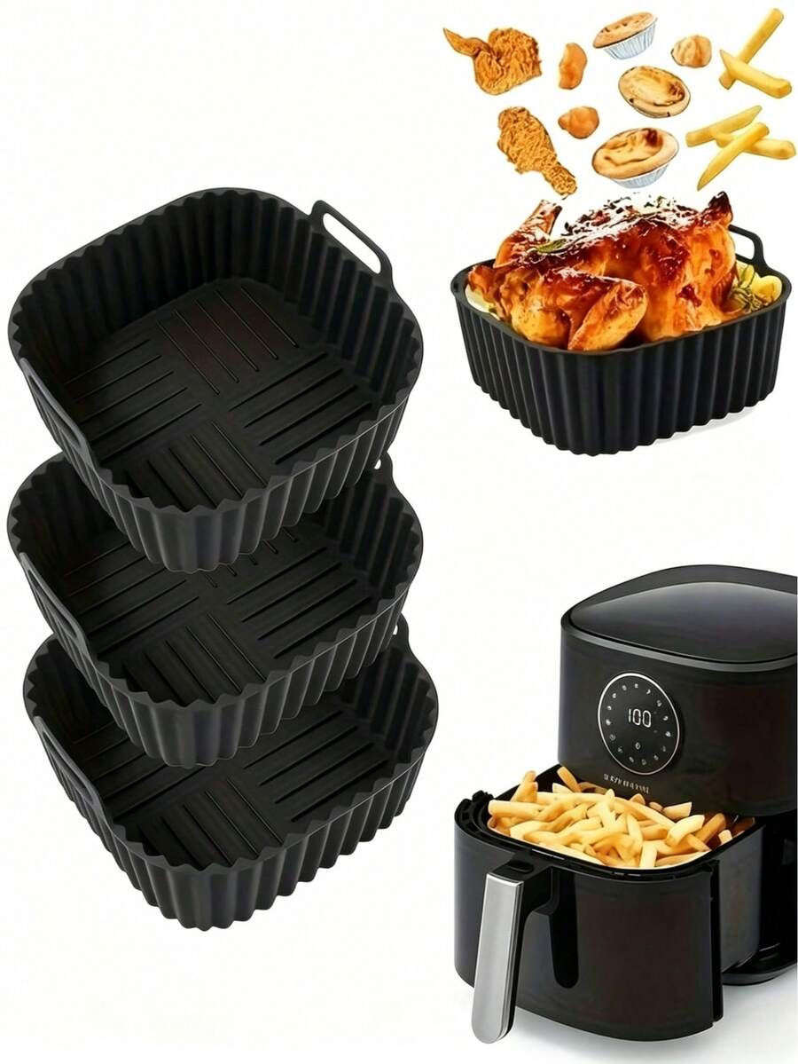 1/2 piezas Tapete de silicona para hornear en freidora de aire, Almohadilla de silicona resistente al calor para cocinar al vapor, Molde de silicona para hornear