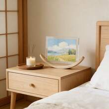 1pc Double-Sided Acrylic Photo Frame With Curved Wooden Base (6 Inches) - Desktop Photo Decor Frame, Suitable For Home And Office Decor, Great Gift For Thanksgiving, Mother's Day, Father's Day And Anniversary - 1-piece Curved Photo Frame [6 Inches] Natural Wood Color - Frame Only - View 10