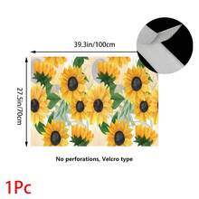 1pc Sunflower Pattern Printed Tablecloth, Kitchen Small Curtain, Cabinet Curtain With Curtain Holes, Easy To Hang, 100% Polyester, Rectangular, Woven, Machine Washable, Kitchen Decor And Accessories, Suitable For Kitchen Cabinets And Home Decor - Multicolor - View 12