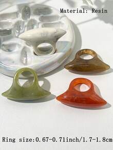 4 chiếc nhẫn kiểu Hàn Quốc phong cách Ins, họa tiết vân đá cẩm thạch, chất liệu nhựa mờ với thiết kế tối giản thanh lịch. - Nhiều màu - Xem 7