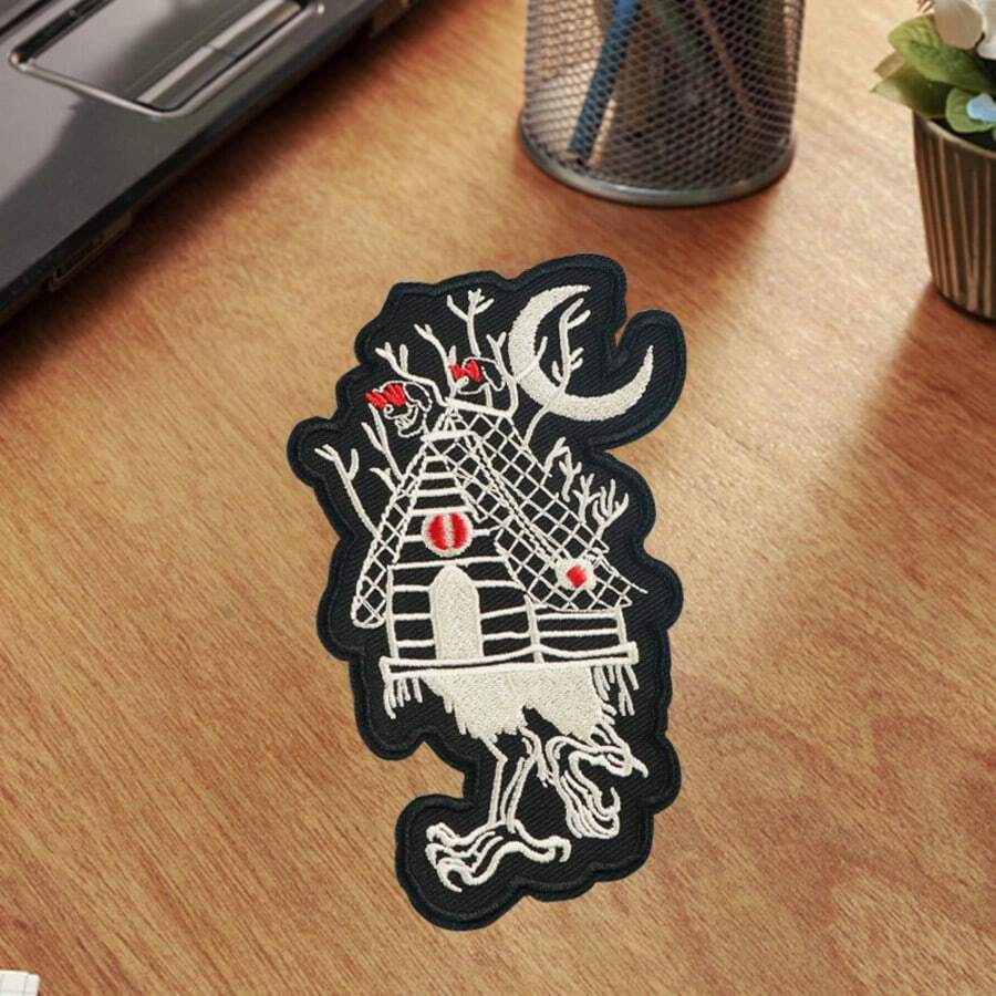 1件装暗黑系女巫刺绣布贴，女巫美学鸡爪屋熨烫布贴，奇异斯拉夫神话DIY配件，送给好奇收藏家的礼物