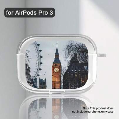 Bluetooth Headphone Protective Case With Overlapping Hollow Structure Of London Eye And Solid Wall Of Big Ben, Allowing The Pattern To Show Through The Spokes Of The Ferris Wheel, Suitable For 4/3/2/Pro 2/Pro, Fashionable And Protective, Suitable As A Gift For Friends, Family, Boyfriend, Girlfriend, Anniversary, Valentine's Day, New Year, Eid, Easter