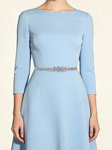 1 pièce Écharpe de robe de mariée, ceinture en satin à décoration de cristal bleu clair abordable, ceinture de taille royale, accessoire de mariage fait main, fine - ruban bleu clair - Voir 2