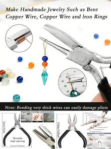Bộ 2 kìm thép carbon, dụng cụ làm trang sức, kìm đầu lõm/đầu tròn, kìm uốn vòng kim loại và dây, kìm rổ thép carbon cao cấp với 2 vòng điều chỉnh 9mm, dụng cụ quấn chuyên nghiệp, thích hợp cho làm khuyên tai, nhẫn, vòng cổ và trang sức (thiết kế đa chức năng), bộ dụng cụ làm trang sức. - A - Xem 2