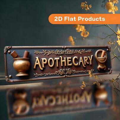 2D Flat 1pc 16*4in Aluminum Sign Decor - A Vintage Design Plaque And Signage Labeled "APOTHECARY", Made Of Aluminum, Size 10X40cm (3.9X15.7in). Suitable For Various Locations Such As Farmhouse, Bathroom, Cafe, Garage, Office, Porch.