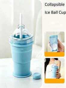 1 cốc đựng đá viên gấp gọn, có ống hút, khuôn đá viên tái sử dụng dùng cho cà phê, đồ uống lạnh, cắm trại và văn phòng. - Một kích cỡ phù hợp cho tất cả - Xem 14