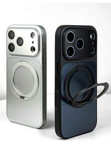 Ốp lưng điện thoại mạ cao cấp với nam châm xoay 360 độ bảo vệ camera, tương thích với iPhone 17 Pro Max, 17 Pro, 17, 16 Pro Max, 16 Pro, 16, 15 Pro Max, 15 Pro, 15, 14 Pro Max, 14 Pro, 14, 13 Pro Max, 13 Pro, 13, kiểu dáng doanh nhân, thời trang, bảo vệ ống kính camera, chống sốc. - màu đen - Xem 3