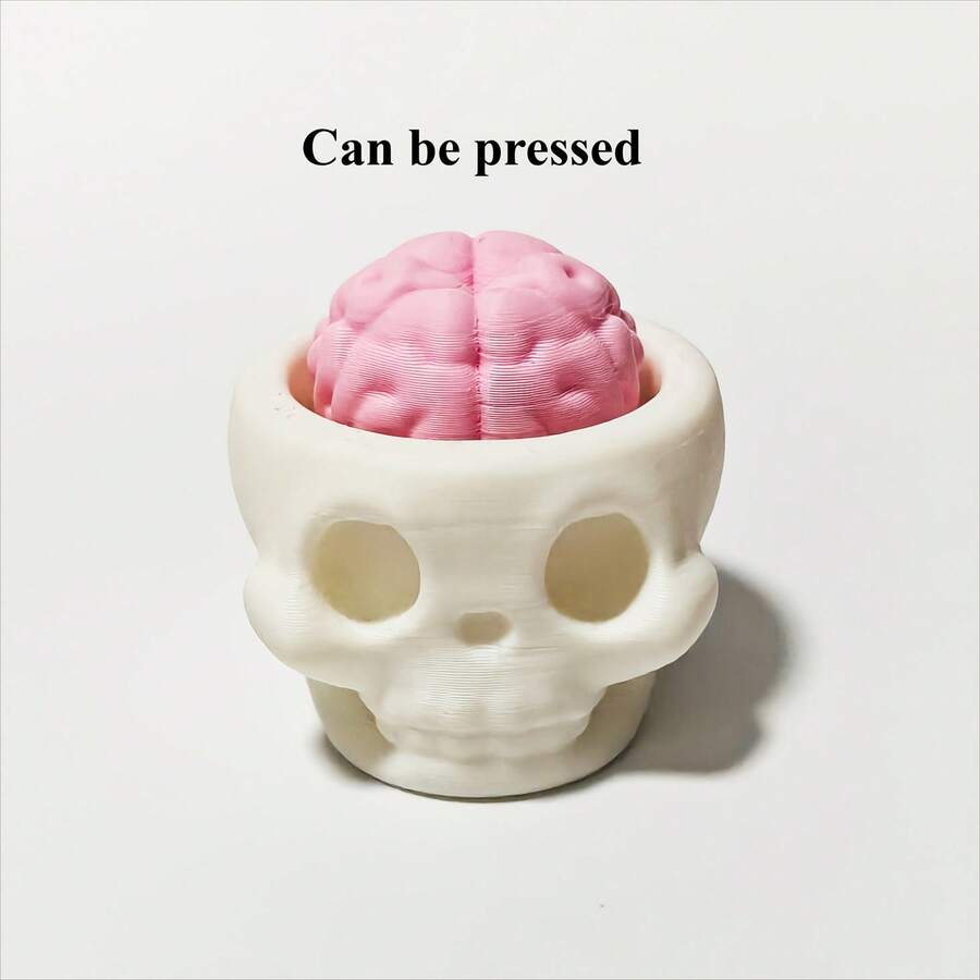 Pressable Brain And Skull Replica - Realistic And Soft Psychological Model With Expressive Eyes, Durable Plastic For Indoor And Outdoor Decoration, Suitable For Halloween, Neuroscience Parties, Home, Office - Pressable Skull And Brain For Anatomical Display, A Scary And Educational Gift For Horror Enthusiasts And Science Fans - 查看 1