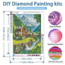 Mountain Landscape Diamond Art Kits For Adults,River House 5D Diamond Painting Kits For Beginner,DIY Round Full Drill Diamond Dots,Gem Painting For Adults Crafts Home Wall Decor 12x16 Inch - Phong cảnh-1 - Xem 5