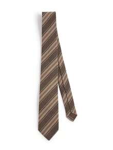 1pc Coffee Striped Handmade Unisex Necktie, Suitable For Casual, Streetwear, Retro & Unique Style - Multicolor - View 3