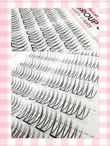 100 cụm mi giả siêu mỏng hình chữ V 3 chiều, độ dài hỗn hợp 9-12mm, mi giả tự nhiên mềm mại, dạng sợi mảnh, có thể tái sử dụng, dùng để nối mi tự làm cho trang điểm hàng ngày và dự tiệc. - Xem 7